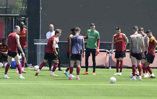 La Roma in una sessione di allenamento a Trigoria - Foto Lapresse - Ilromanista.it