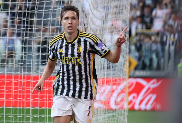 Federico Chiesa festeggia una rete segnata con la maglia della Juventus - Foto Lapresse - Ilromanista.it