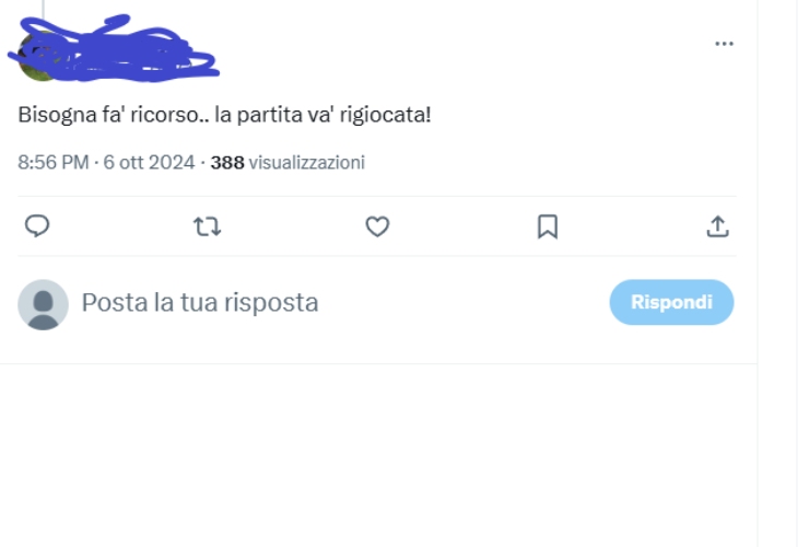 Tweet tifoso Roma - X - Ilromanista.it