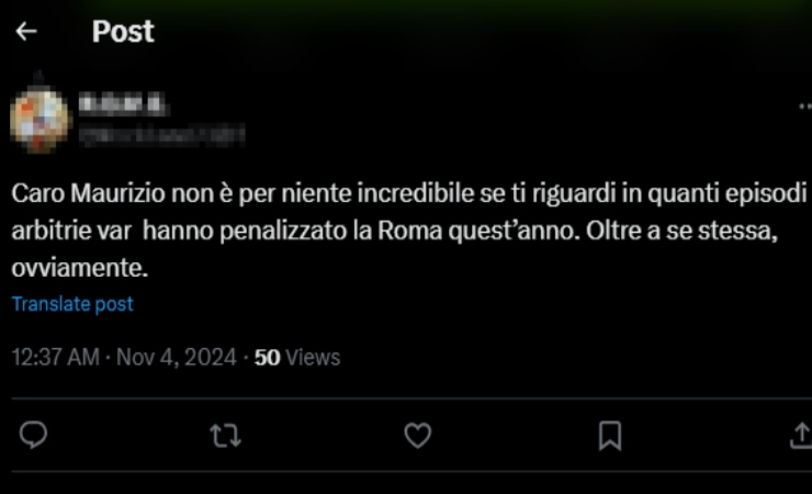 Polemiche sul Var - Fonte Twitter - ilromanista.it