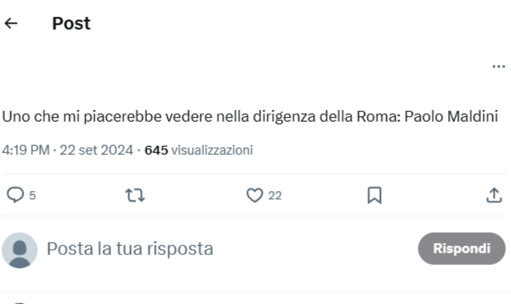 Tweet su Maldini - X - Ilromanista.it