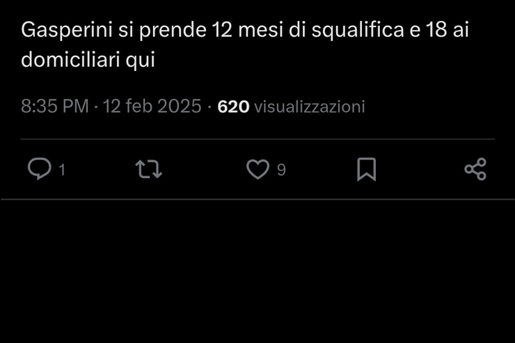 Il tweet che riguarda Gasperini - Fonte X - Ilromanista.it