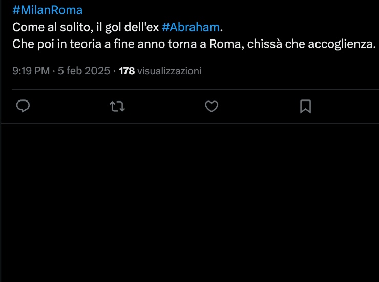 Un utente su X parla di Abraham - Ilromanista.it