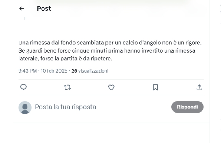 Il post ironico sull'Inter