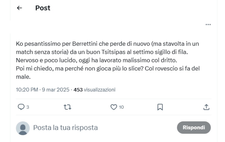 Tifosi critici con Berrettini